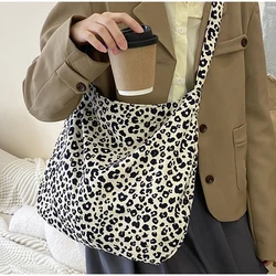 Popular Small Leopard Print Large-capacity Shoulder Shopping Bag Cross-body Bag Canvas Bag Travel Bag Personalized Print Design