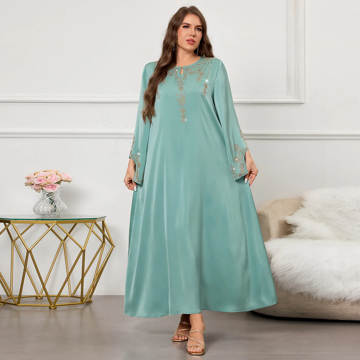 

Dress Abaya Women Muslim Party Dresses Eid Kaftan Diamonds Ramadan Jalabiya Morocco Dubai Abayas Islam Arab Long Robe Vestidos