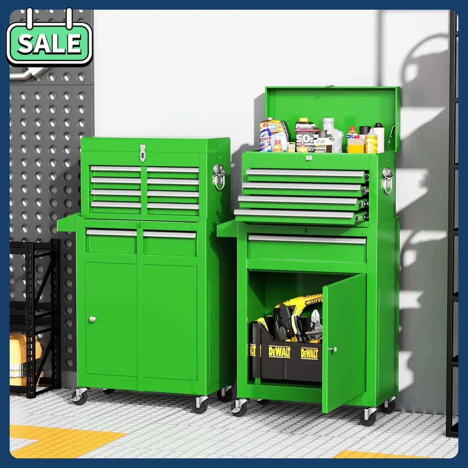 Bestseller 5-Drawer Rolling Tool Chest مع صندوق أدوات علوي قابل للفصل، عجلات عالمية قابلة للقفل، صندوق أدوات معدني لأعمال المرآب #1