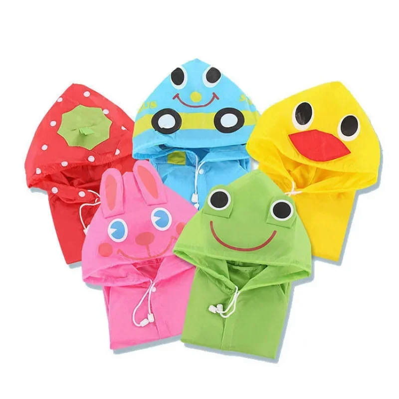 Kids Cartoon Animal Style Solid Color Waterproof Folding Portable Raincoat Rain Poncho Rainwear Coat  Copy Retry