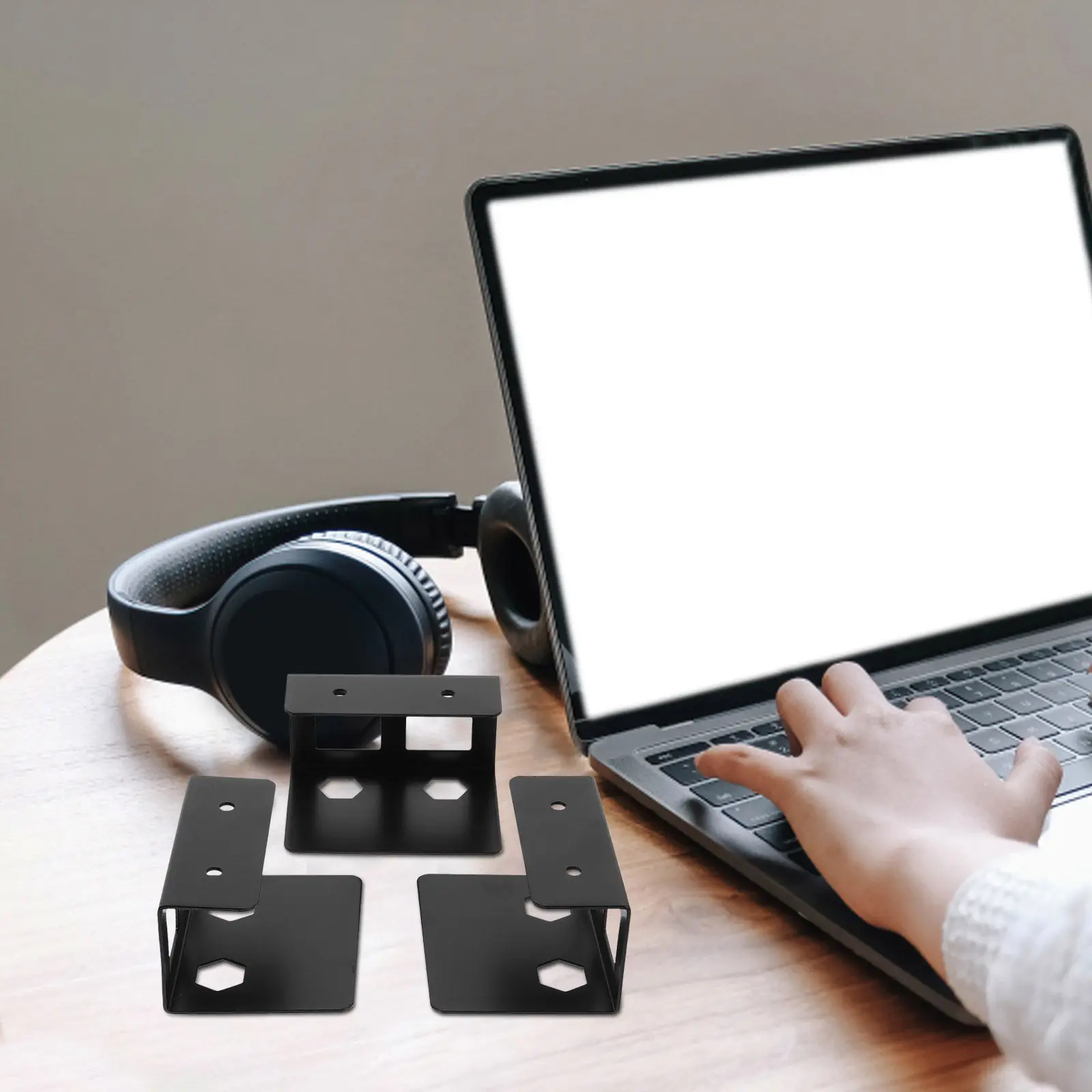 

1Set Under Desk Laptop Mount Sturdy Plastic Tray Stand Compatible with All Laptop Sizes Tool Free Setup Minimalist Desktop