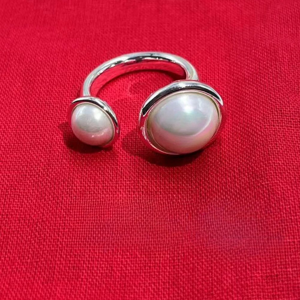 Fashionable Spanish UNO French Lady Style Pearl Open Ring Accessories Women's Decorative Jewelry Gift Bag