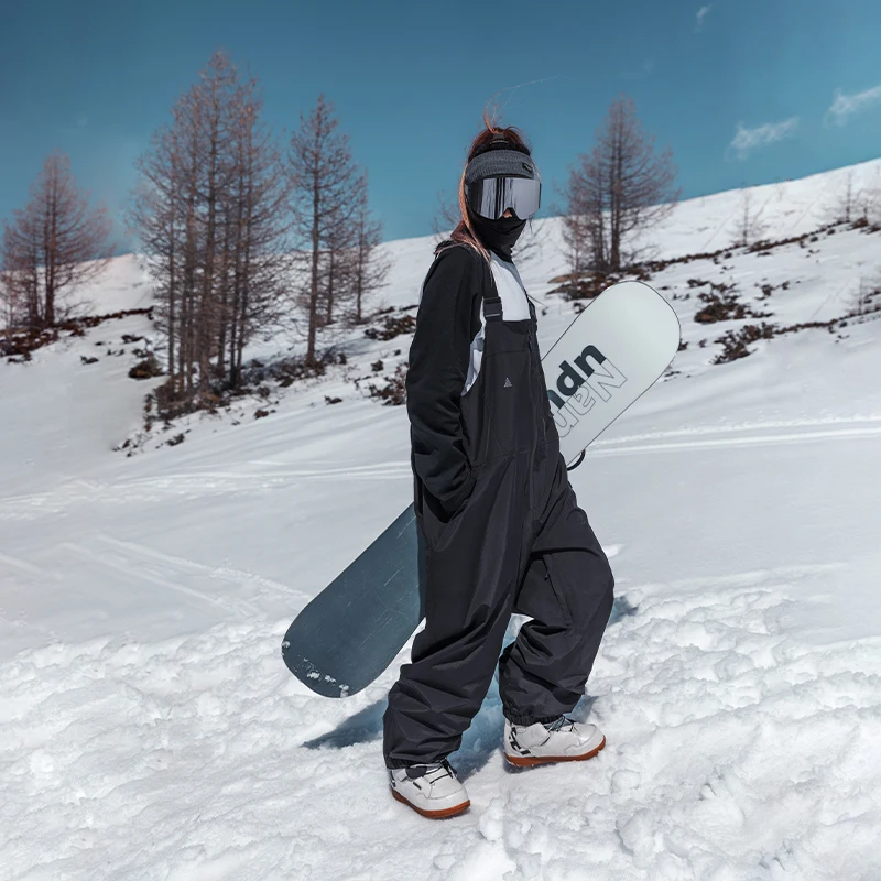 

NANDN Thick Men Women Ski Pants Straight Overalls Jumpsuit Skiing Bib Waterproof Winter Warm Windproof Outdoor Sports Snowboard