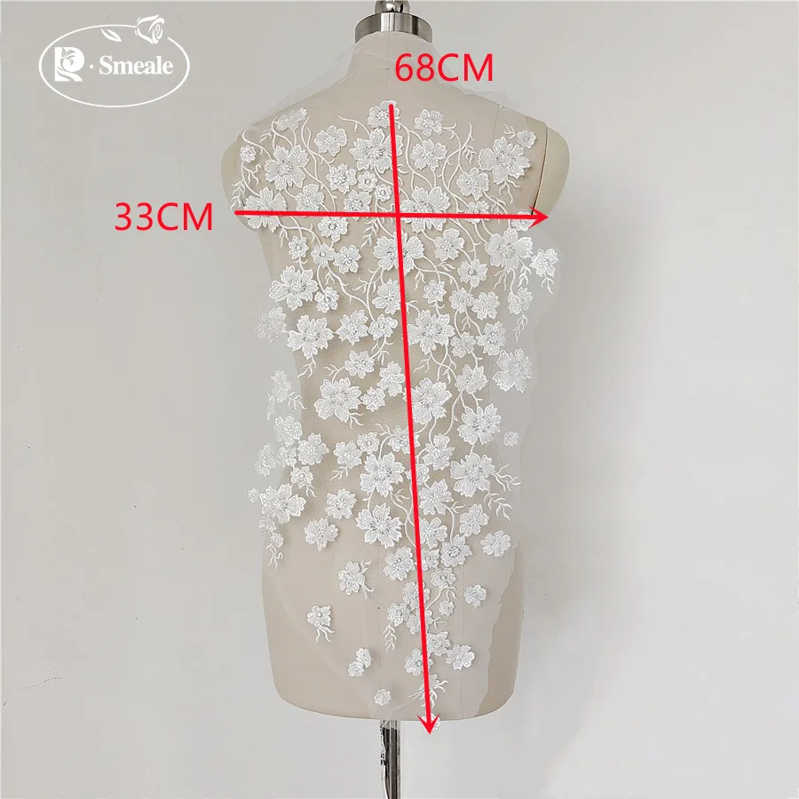 Luxury Bead Embroidery Bridal Lace Fabric, Wedding Dress Decoration, Flower Sewing Accessories, RS3379