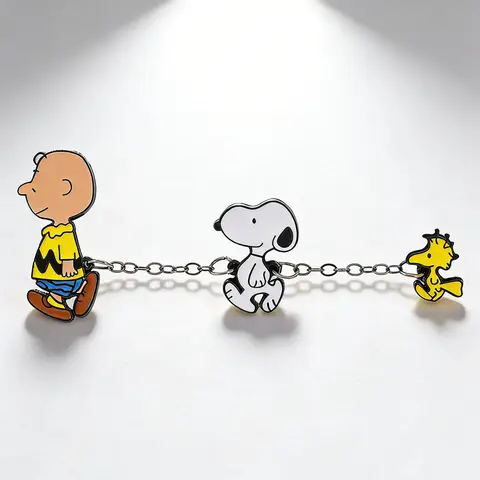 Snoopy With Chain Badges Enamel Pins Cartoon Brooch Lapel Pins for Backpack Clothes Badge Cute Fans Gift