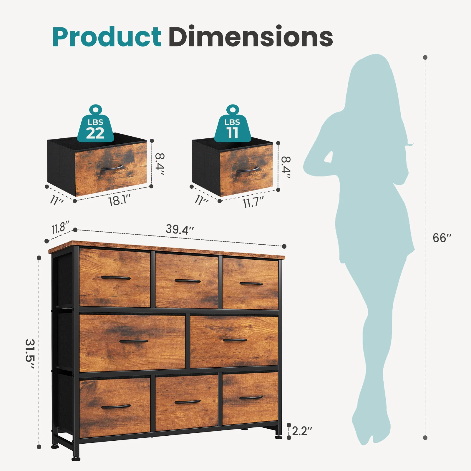 MCQ 8 Fabric Drawers With Wood Top Living Room Cabinet Storage Display Nightstand Bedside Coffee Sofa Tea Table Cabinets For Furniture