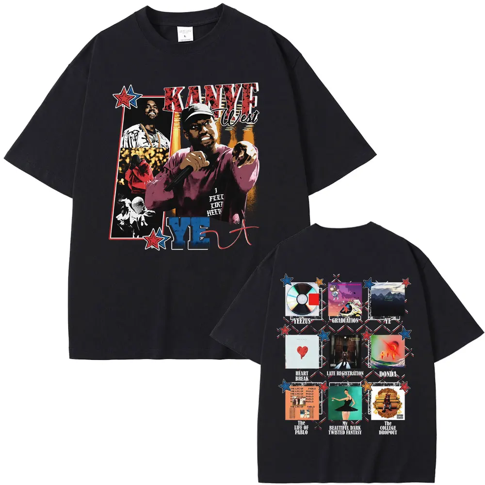 

Rapper Kanye West Album Cover Graphic T-shirt Men Women Hip Hop Fashion Pop Music T-shirts Male Vintage Cotton Oversized T Shirt