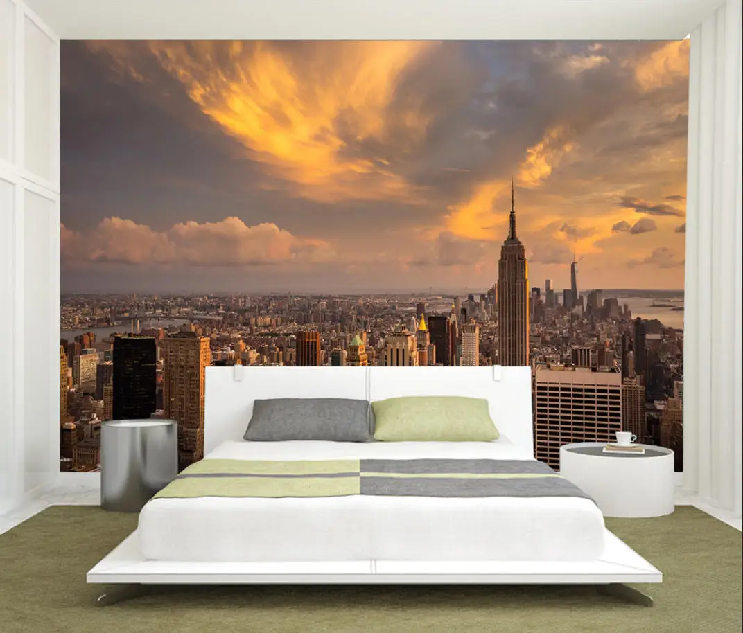Customized wallpaper city night view black and white bridge wallpaper 3d TV living room home background wall decoration painting
