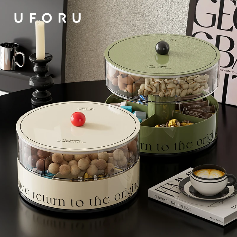 UFORU Dry fruit tray living room coffee table household snack tray press lift candy box fruit nut storage box