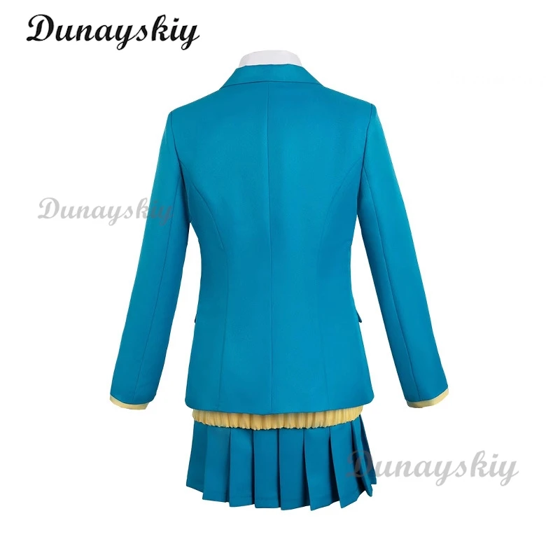 أنيمي أزرق مربع Chinatsu كانو تأثيري حلي ، Ao no Hako تمويه زي موحد أزرق ، تنورات ، سترة ، شعر مستعار ، بدلات هالوين