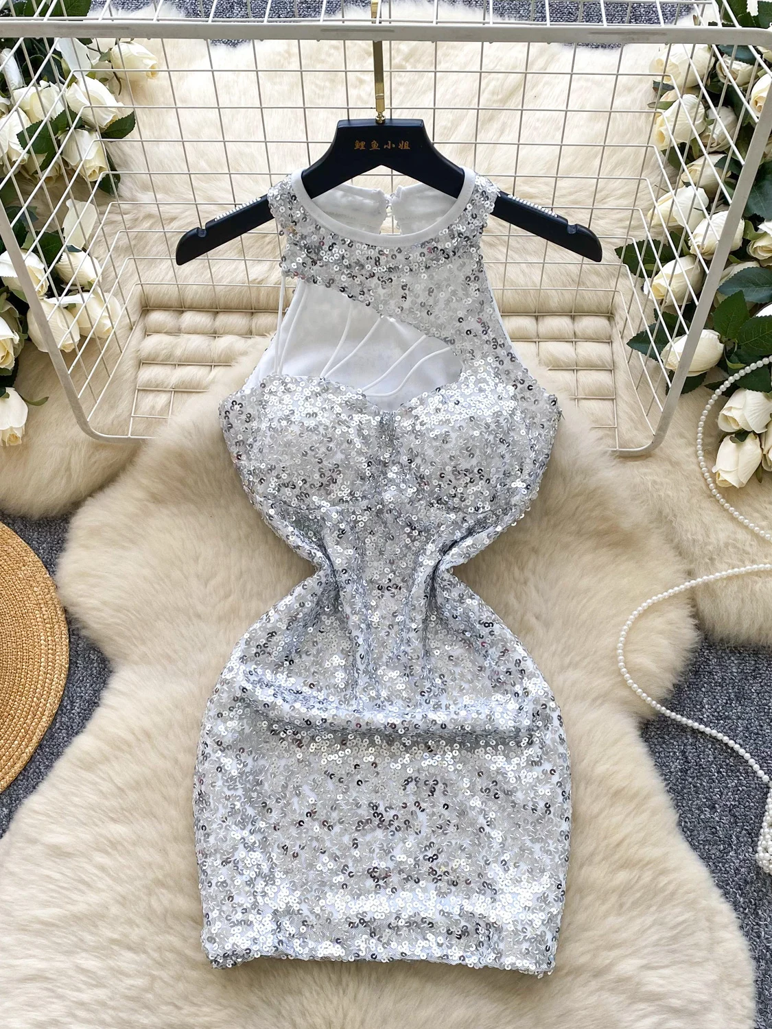 Ele aushöhlen Neline Svel frauen Dr Sommer Abnehmen Hohe Taille Pailletten ort Rock Ci Pendeln Koreanische Sle