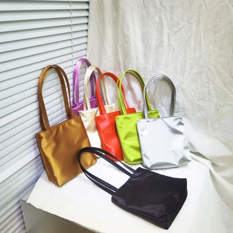 Women's Retro Silk Satin Small Square Handbag Fashion Contrast Color Underarm Bag Girls Tote Phone Purse Gift for Her 2026