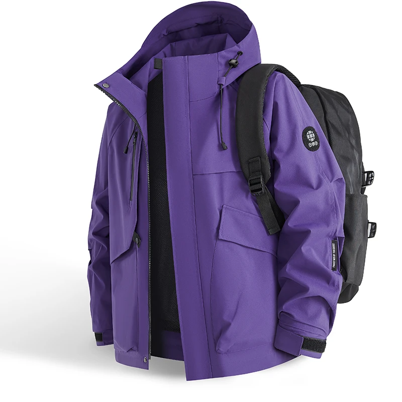 Men's Spring Hiking Jacket 2026 Soft-shell Outdoor Long-sleeved Jacket Hood Solid Color Coat Outdoor Assault Suit