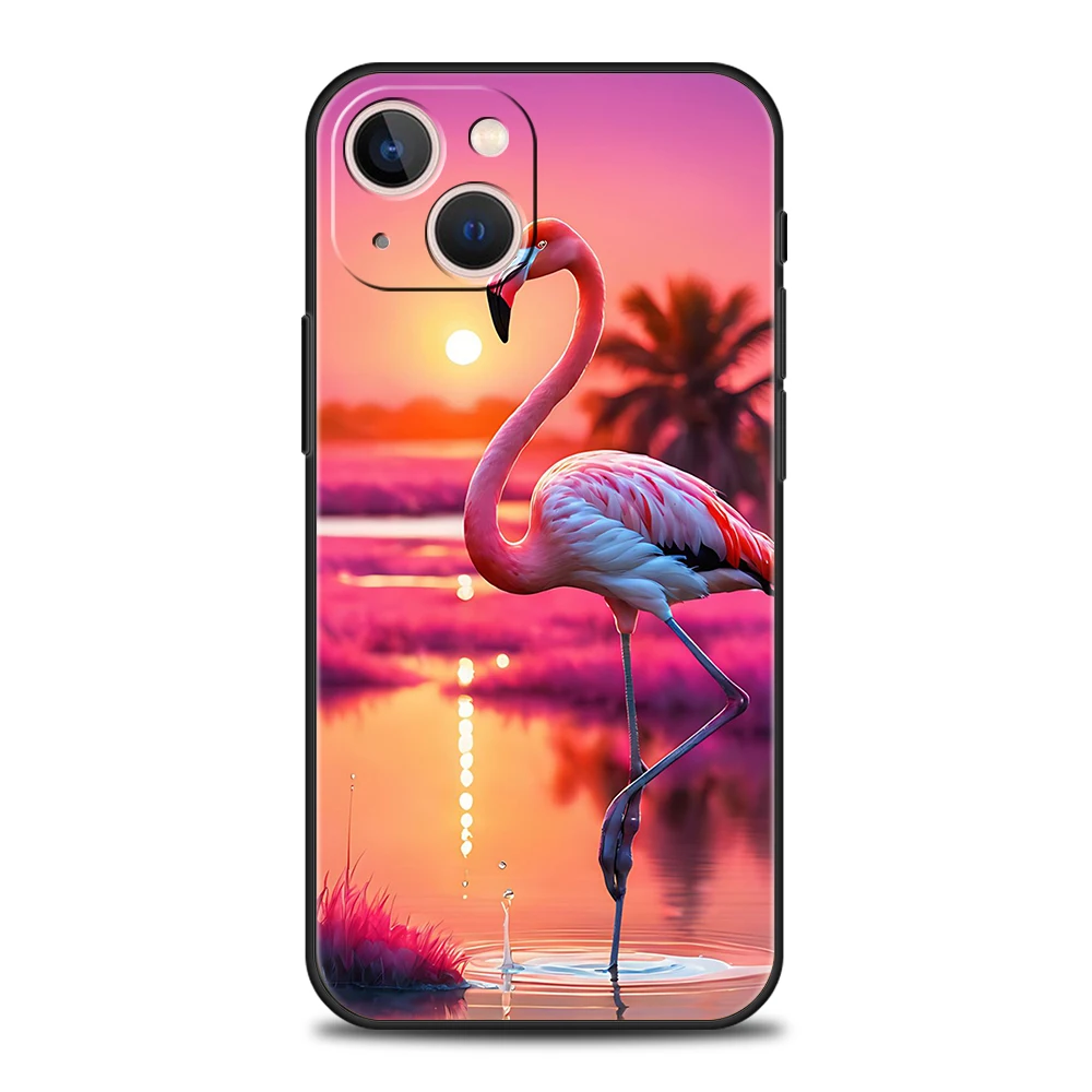 플라밍고 휴대폰 케이스 커버, 아이폰 16, 15, 14, 13, 12 프로 맥스, 11 프로 맥스, 7, 8 플러스, XS, XR, 충격 방지 소프트 TPU 쉘, Fundas Capas 가방