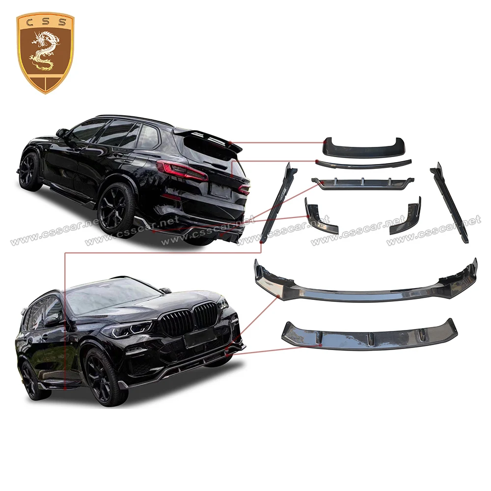 Fit for BMW X5 G05 2018+ Car Modification Black Knight Carbon Fiber Front Diffuser Roof Tail Wing Automobile Repacking Bodykits