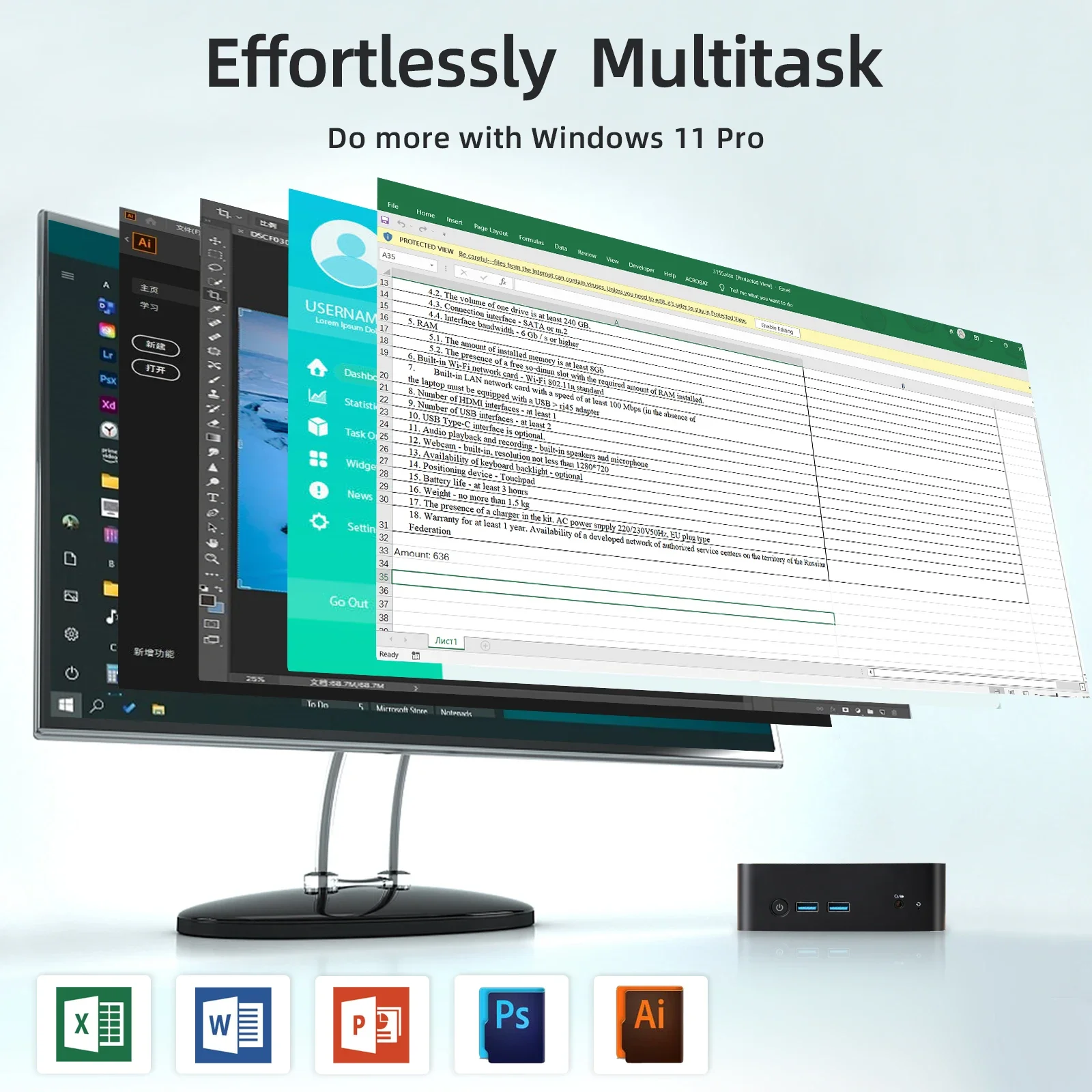 Mini komputer serwerowy do gier Mini PC Gamer Win11 N5095 Mini PC 16 GB