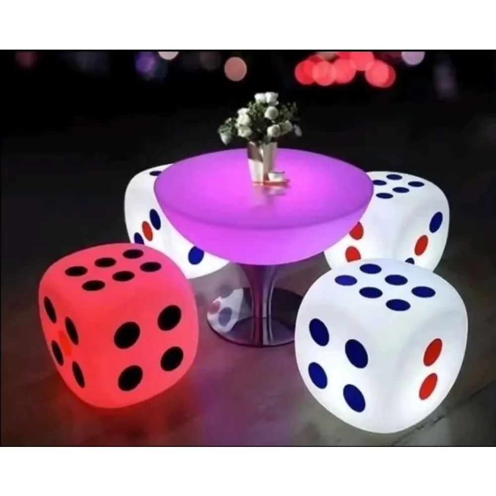 Modern Luxury LED Dice Cube Chair 16-Color Changing Light Eco-Friendly Plastic Bar Chair For Commercial Use Dining Home Hotel