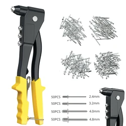 200pcs Heavy Duty Riveter Set Hand Riveter Set Blind Rivet Pliers Gun DIY Rivets Nut Automotive Tools