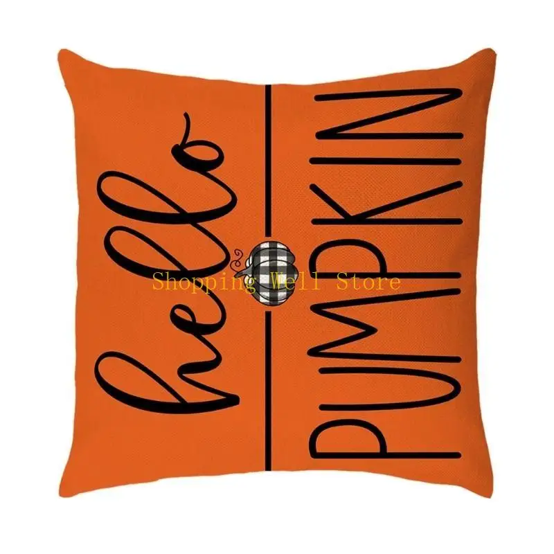 KX4B Festive Acción Gracias caja almohada calabaza Cubierta decorativa cojín Decorative Forma almohada con