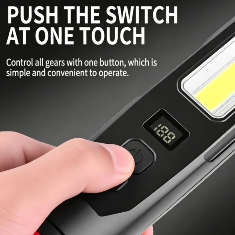 COB Magnetic Work Light Rechargeable Clip Inspection Lamp with Hooks & Rotating Magnetic Base For Outdoor Car Repair Emergency
