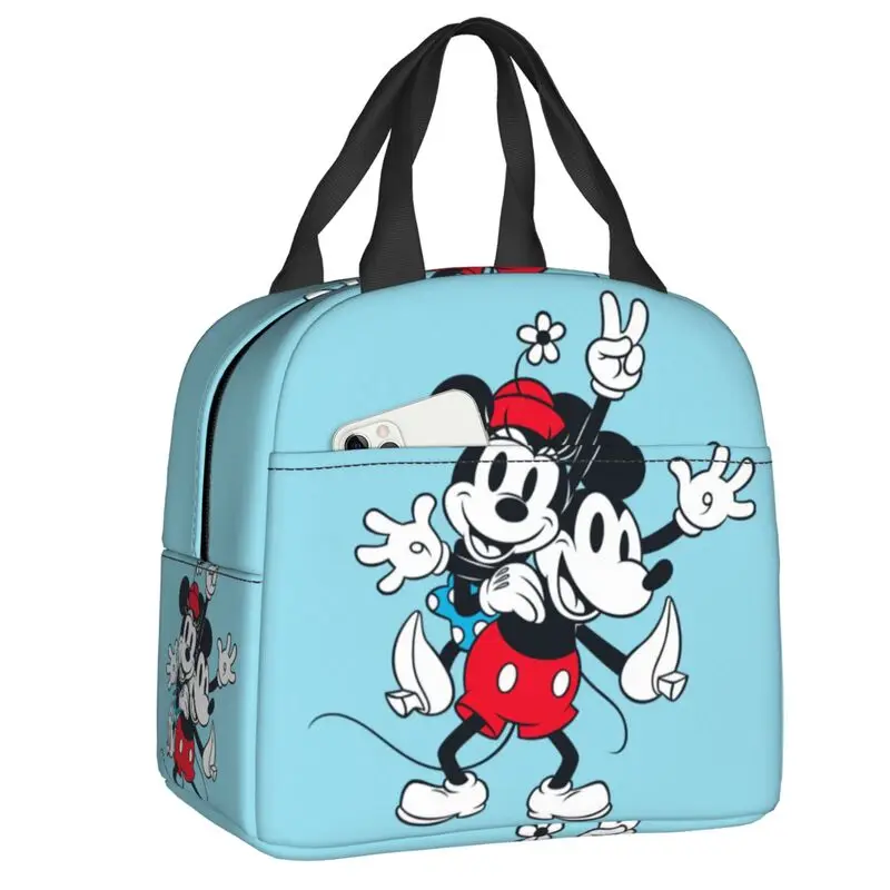 Custom Mickey & Minnie Insulated Lunch Bag for Women Resuable Cartoon Thermal Cooler Lunch Tote Office Picnic Travel