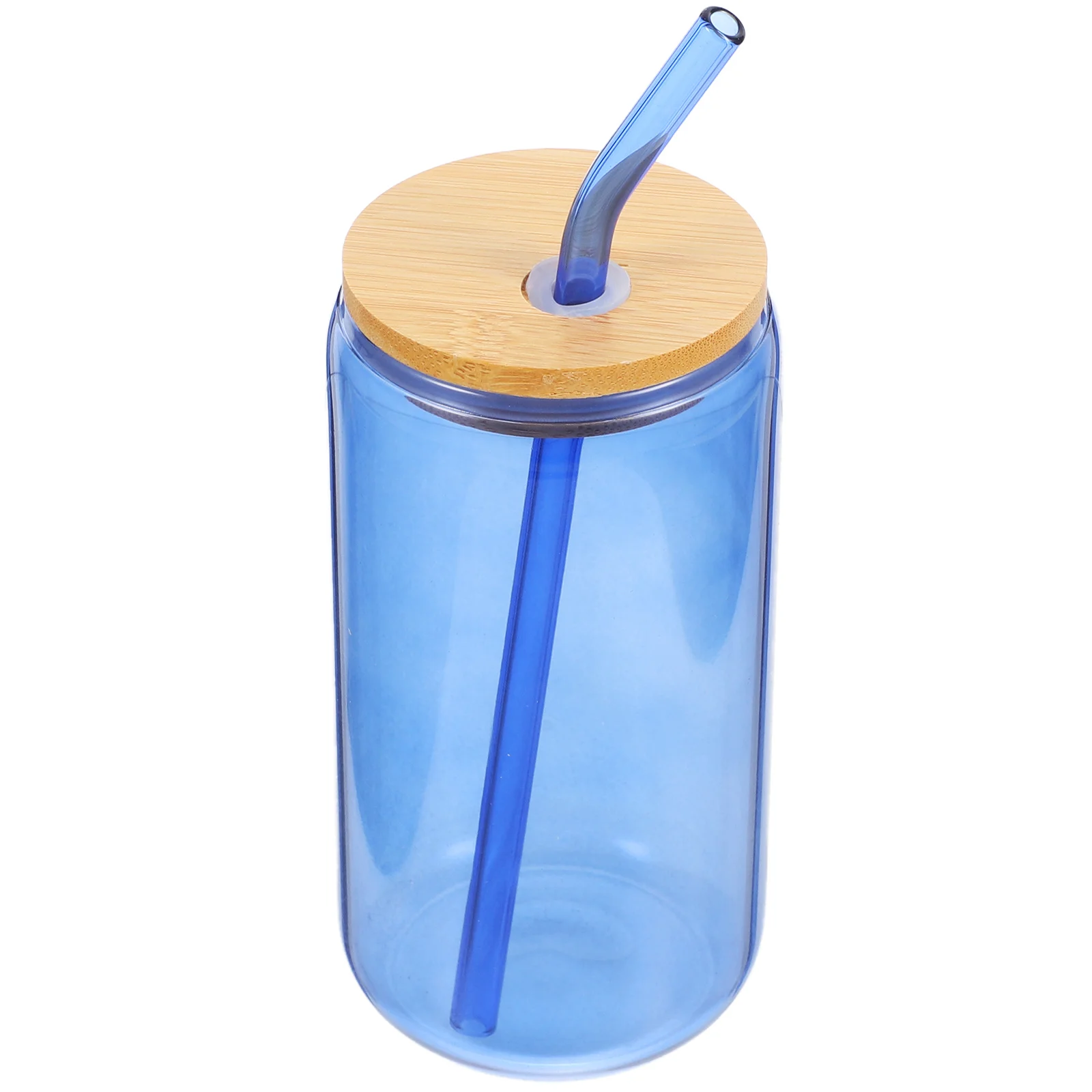 

1 set 1 Set Can-Shaped Glass Cup With Wooden Lid Clear Mason Jar For Cold Drinks Water Juice Coffee Reusable Household Beverage