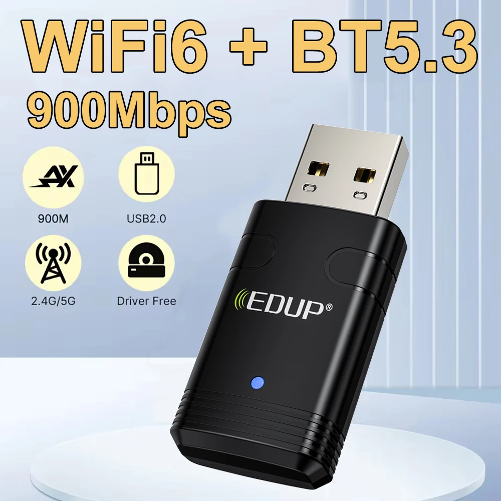 WiFi6 AX900 USB Adapter Bluetooth5.3 Dual Band 2.4G 5GHz Wireless Network Card USB Dongle WiFi Receiver Driver Free For Win10/11