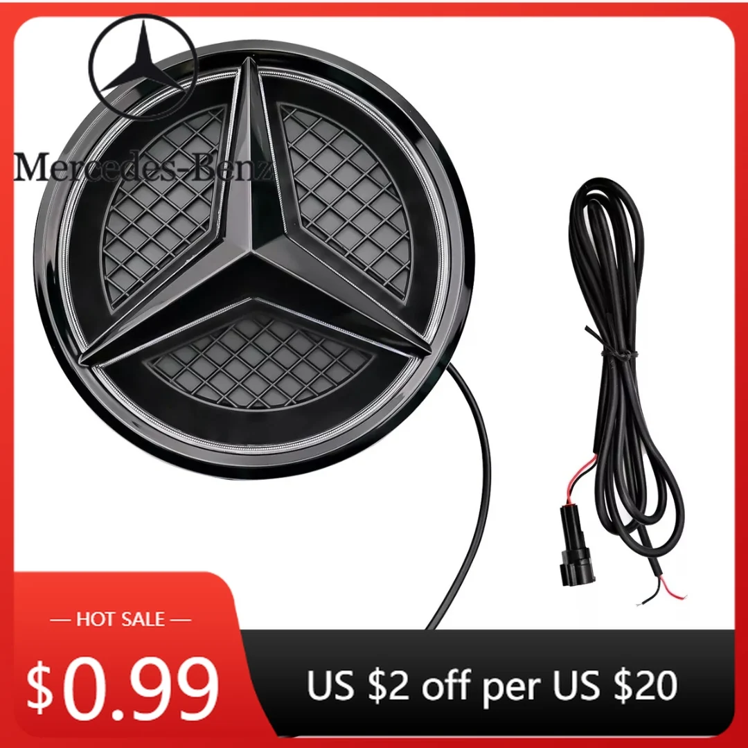 

Горячий светодиодный стиль, значок гриля, 3D логотип передней решетки для Mercedes Benz GLC GLS GLE Class GLC X205 W253 GLE63/S GLS W166 AM, автомобильная наклейка