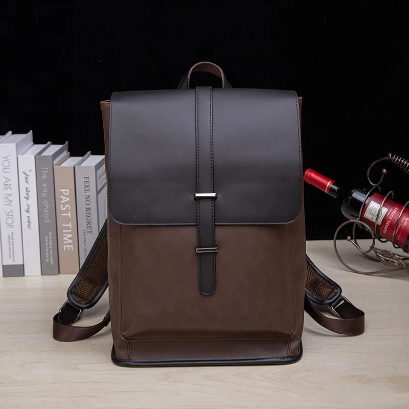 Korean shoulder bag men's leather fashion travel bag leisure men's bag fashion retro computer backpack