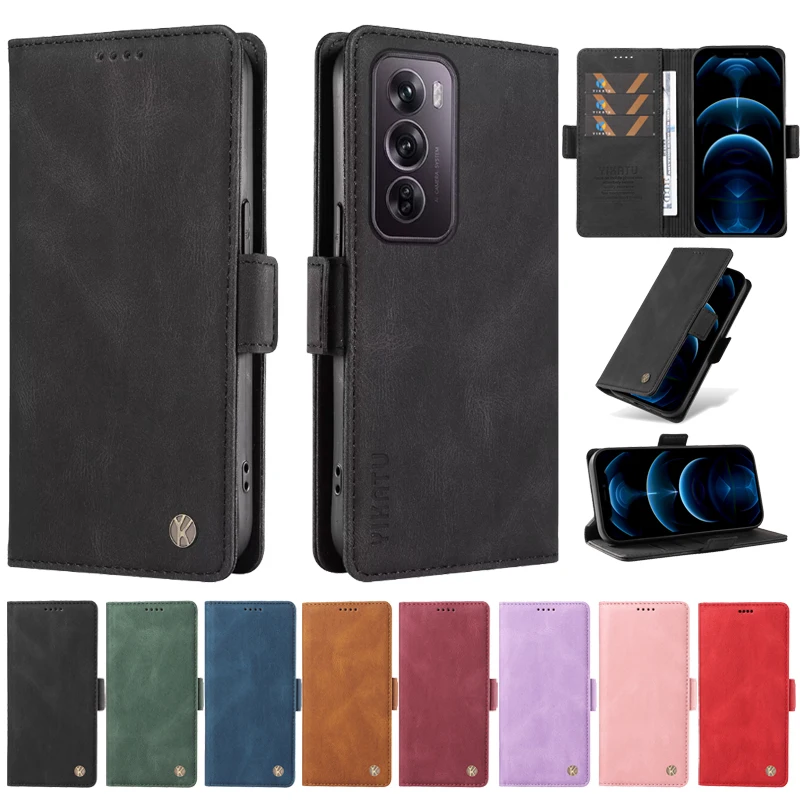 Wallet Phone Shell Leather Case on For OPPO Reno12 F 5G Reno 12F 12 Reno12 Pro 12Pro Reno12F 5G 2024 Coque Magnetic Cover Cases