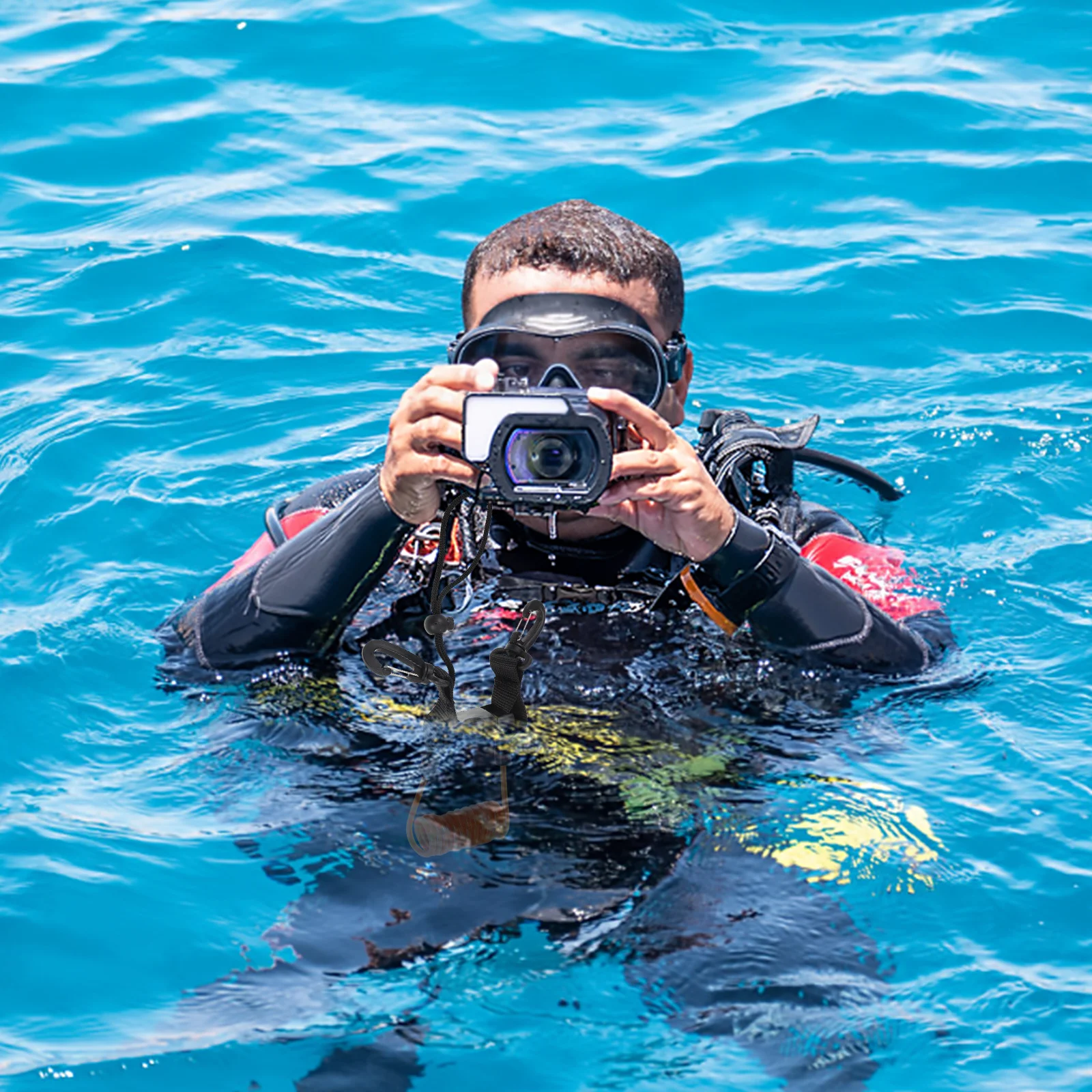 الغوص الحبل الإفراج السريع كليب قابل للسحب ملفوف كاميرا الغوص مقبض حبل مكافحة قطرة حزام الغوص اكسسوارات معصمه #1