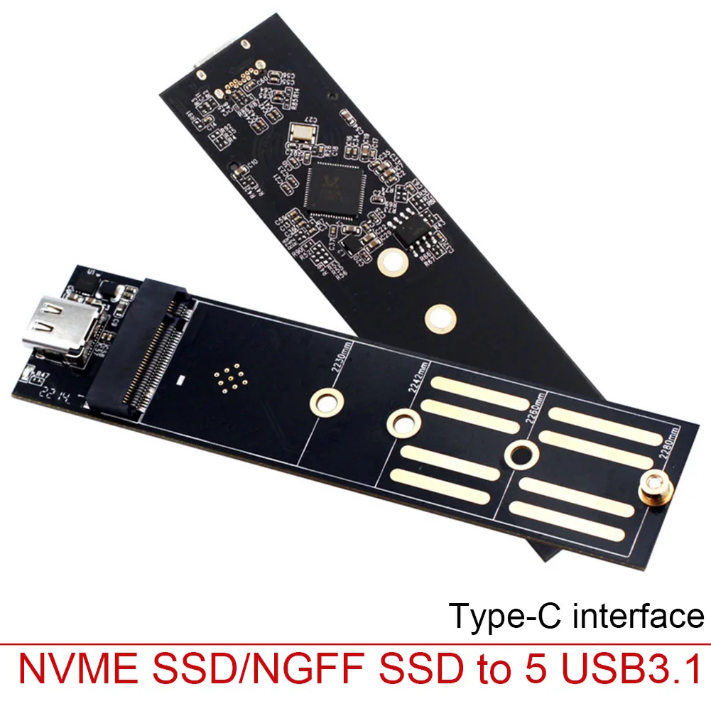 

USB 3.1 Gen 2 To M.2 NVME SSD Adapter NGFF B+M Key Converter Board SATA/NVME SSD to USB 3.1 Riser Card for 2230-2280 M2 SSD