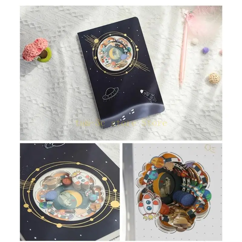 Novelty Notebook for Student Artist, Space Wonderland Notebook Journal 120 Pages Dotted for Writing Drawing Sketching D0UA