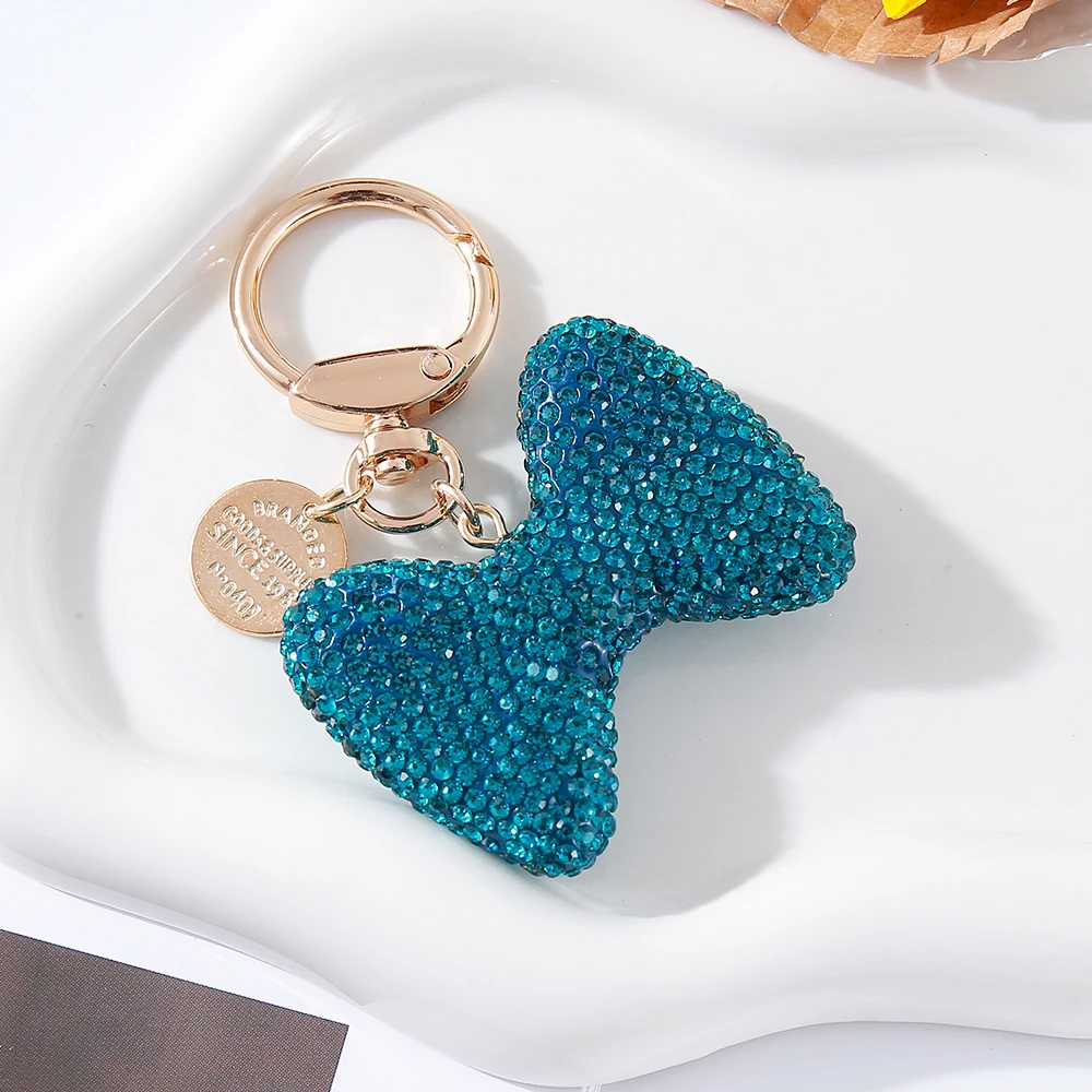 سلسلة مفاتيح كاملة على شكل فيونكة من الطين الكريستالي - سيارة أنيقة، حقيبة، هدية زينة ساحرة للمحفظة #3