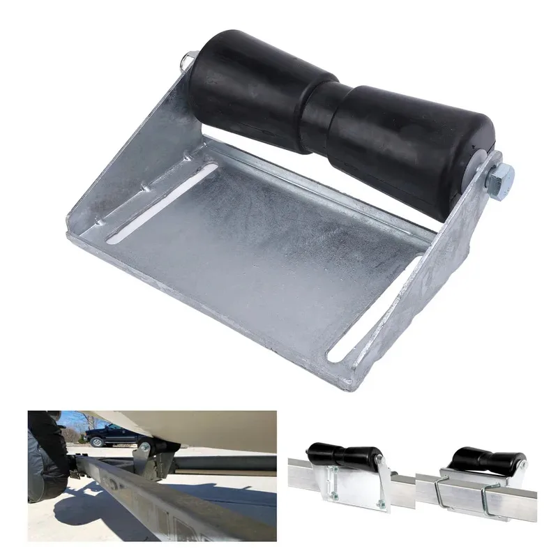 Boat Trailer Rollers with Bracket Heavy Duty Effort Saving Galvanized Steel Rubber Keel Roller Assembly Kit