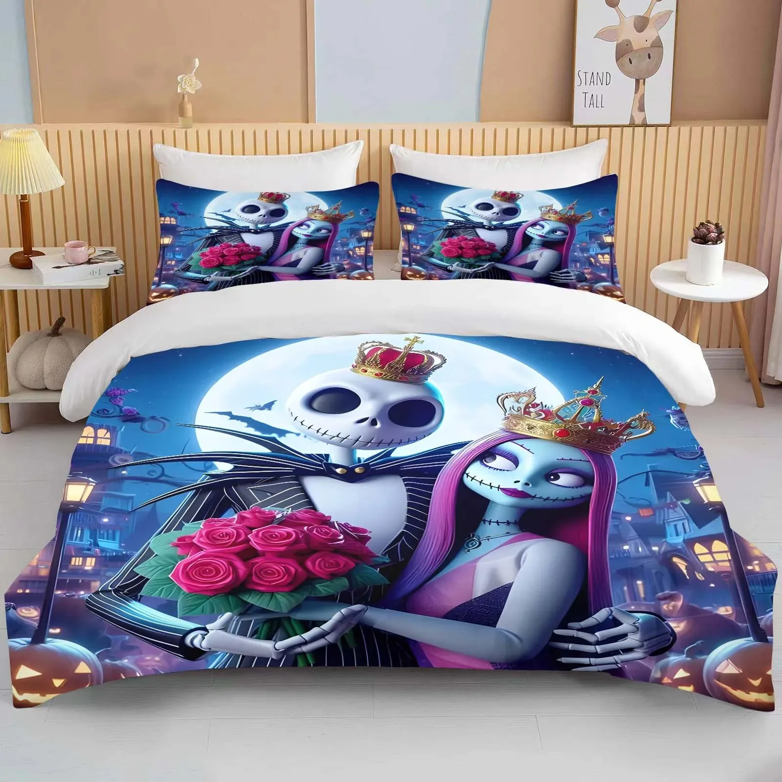 Disney Jack Sally Bedding Set Nightmare Pre-Christmas Duvet Cover Pillowcase Gift Boys Girls Home Bedroom comforter sets