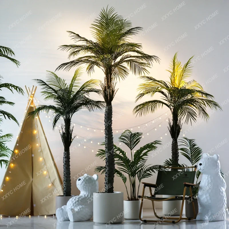 Coconut tree simulated green plants, potted indoor living room palm tree large sunflower plant decoration