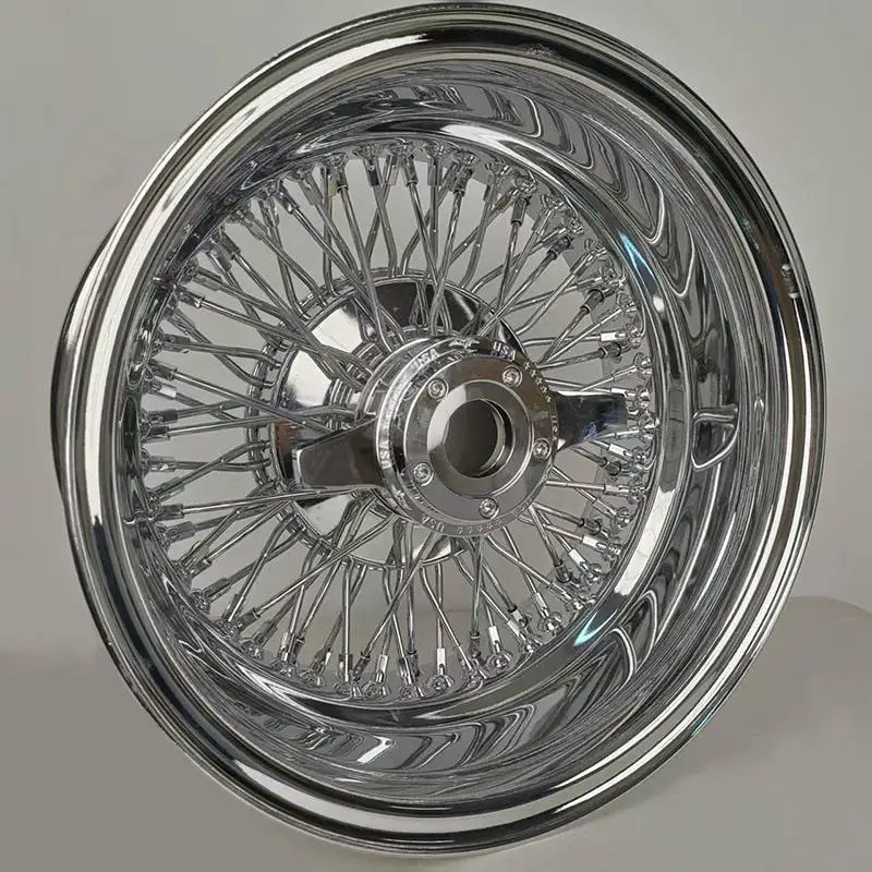 FOR 22X8 Inch Cross Lace Wire Wheel with 96 Spoke Standard Type Chrome Steel Rim 22x8J Wheel Includes Caps and Adapters