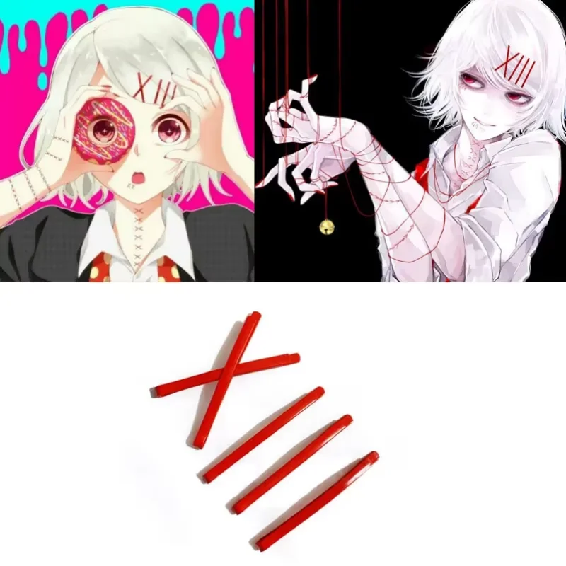 5pcs/set Tokyo Ghoul JUZO SUZUYA REI Hair Clip Anime Kagerou Project Tateyama Ayan Red Hairpin For Women Girls Headwear Cosplay