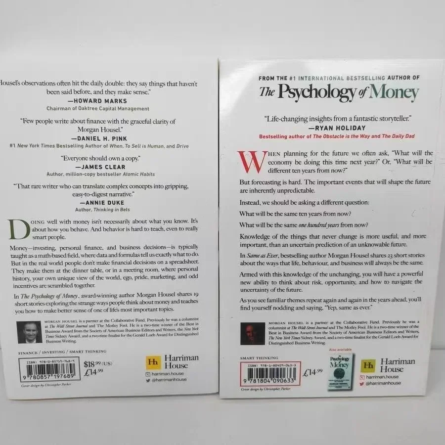 2 libros de Morgan Housel, la psicología del dinero y igual que siempre, libro en inglés, Paperback