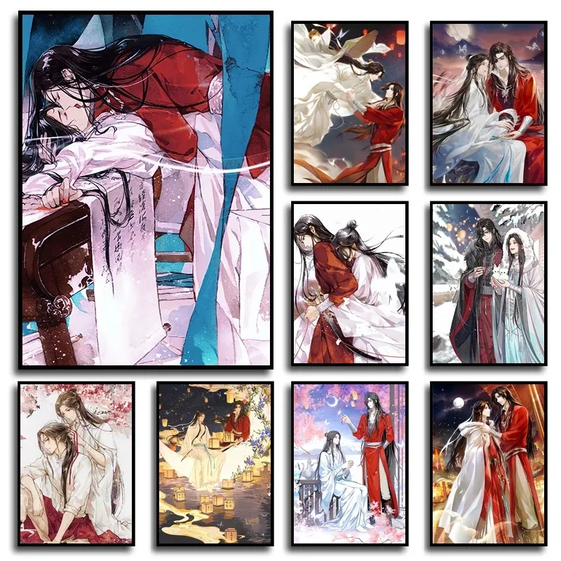 Hot BL Anime Heaven Official's Blessing Hua Cheng Xie Lian Tian Guan Ci Fu Posters Prints Canvas Painting Room Home Wall Decor