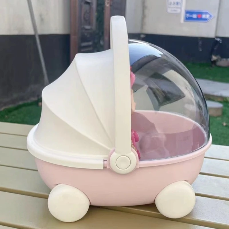 Geschikt voor Labubu Pop Wieg 17 cm V1 V2 V3 Opvouwbare Draagbare Draaibank Labubu Slapen Auto DIY Kleding Accessoires Speelgoed geschenken