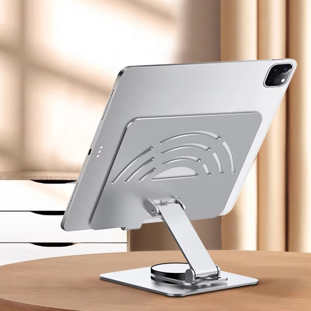 Uniwersalny 360 °   Obrotowy, składany aluminiowy stojak na laptopa i tablet, przenośny uchwyt biurkowy