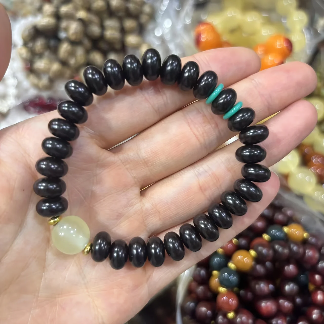 سوار جميل الإبداعية خشب الأبنوس حبة المعداد قلادة الأرجواني القلب الأسود الأزواج الخشب الأصفر الرجال والنساء الملحقات #1