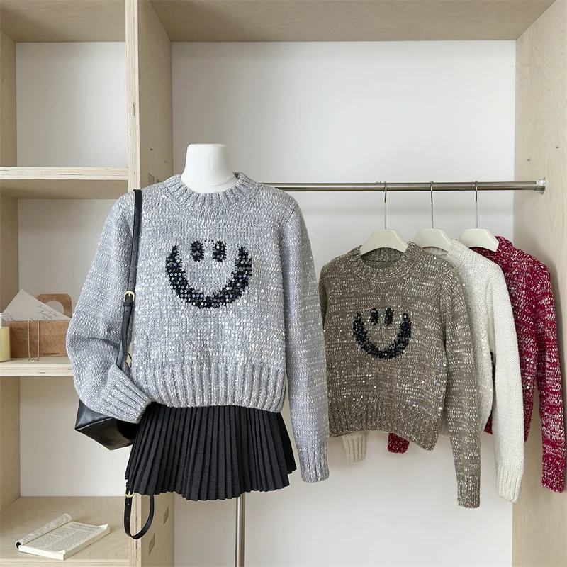 Luxury Handknit Coarse Wool Blend Knitted Sweater Colorful Tassel Pullover Tops Autumn Winter Sexy Streetwear Y2K Knitwear