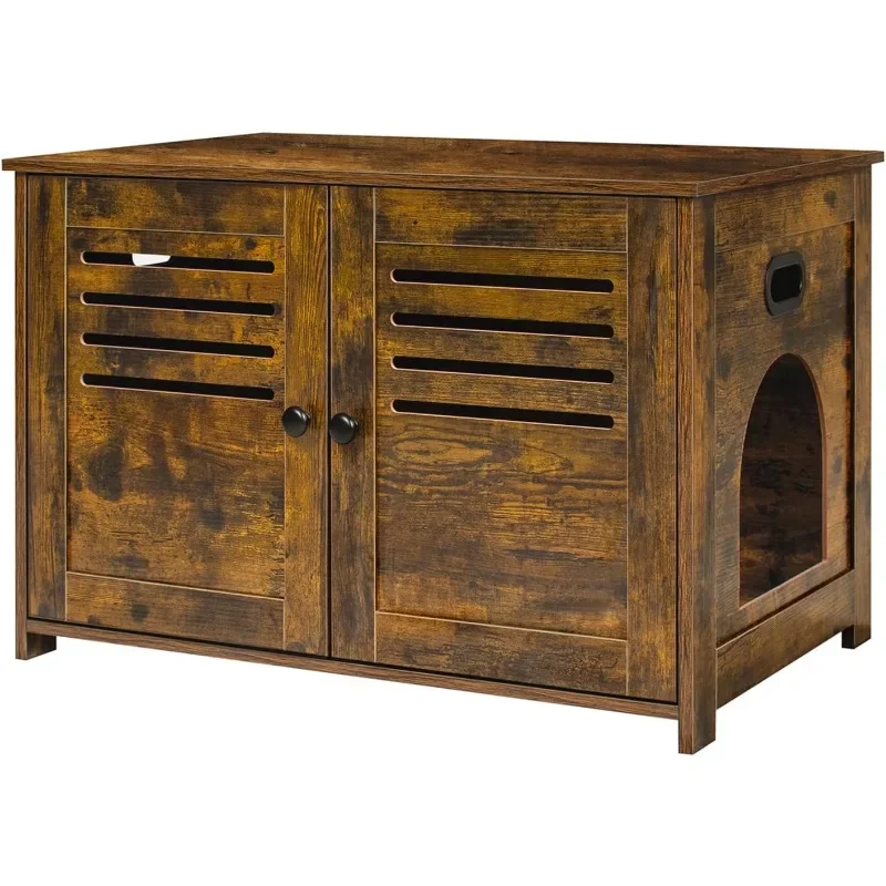 

Litter Box Enclosure, Cat Litter House with Louvered Doors, Entrance Can Be on Left or Right Side, Spacious Hidden Washroom