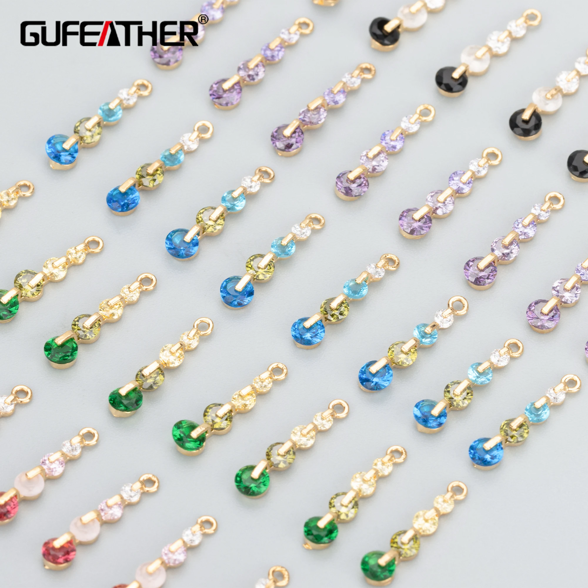 

GUFEATHER MB56,jewelry accessories,18k gold plated,nickel free,copper,zircons,charms,jewelry making,diy pendants,6pcs/lot