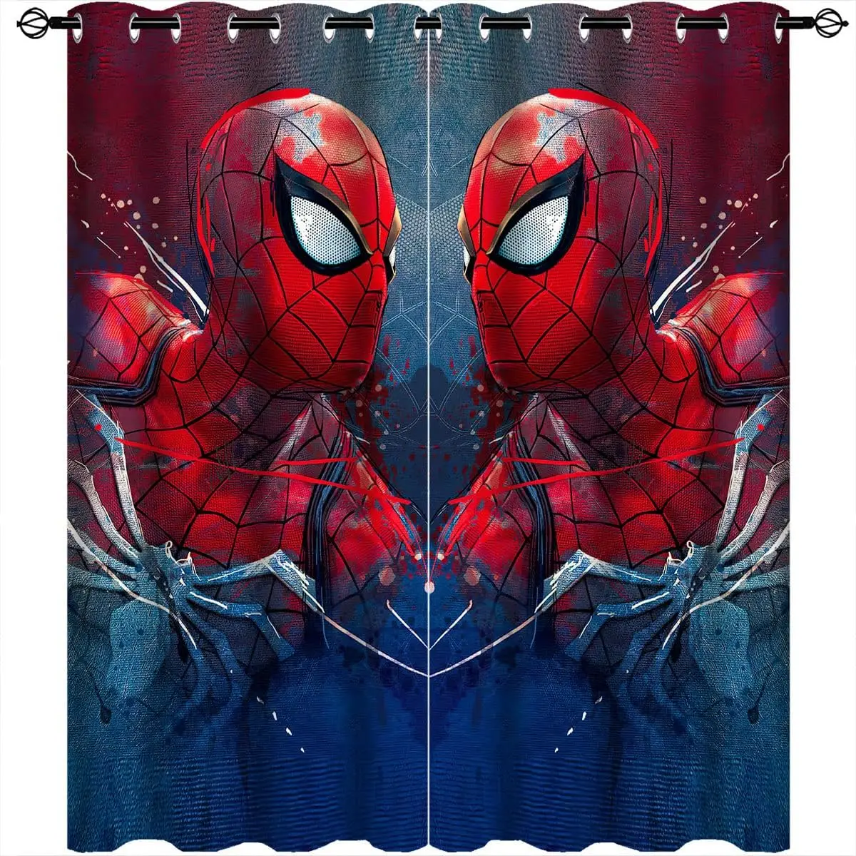 Disney Red Spiderman Print Pattern Eyelet Thermal Insulated Blackout Curtains for Bedroom Living Room Home Decor 2 Panels