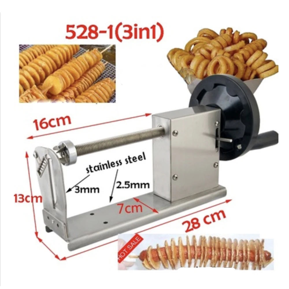 

Commercial Manual Spiral Potato Chips Curly Fries Twist Hot Dog Cutter Slicer