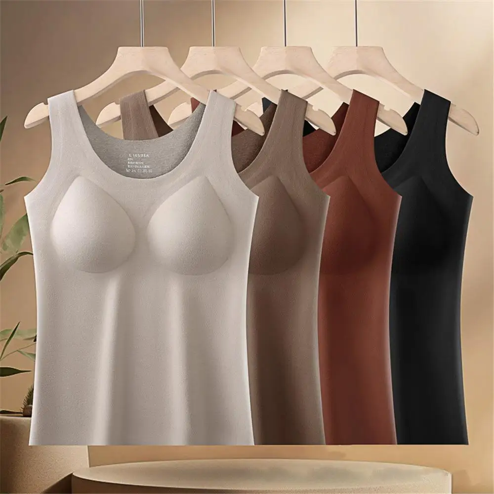 Women Winter Warm Underwear Thermal Inner Wear Vest XL Crew Neck Tank Tops Thermo Tops Sleeveless Body Slim Undershirt